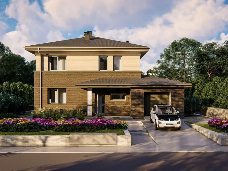 Two-Story House with a Clinker Brick Façade