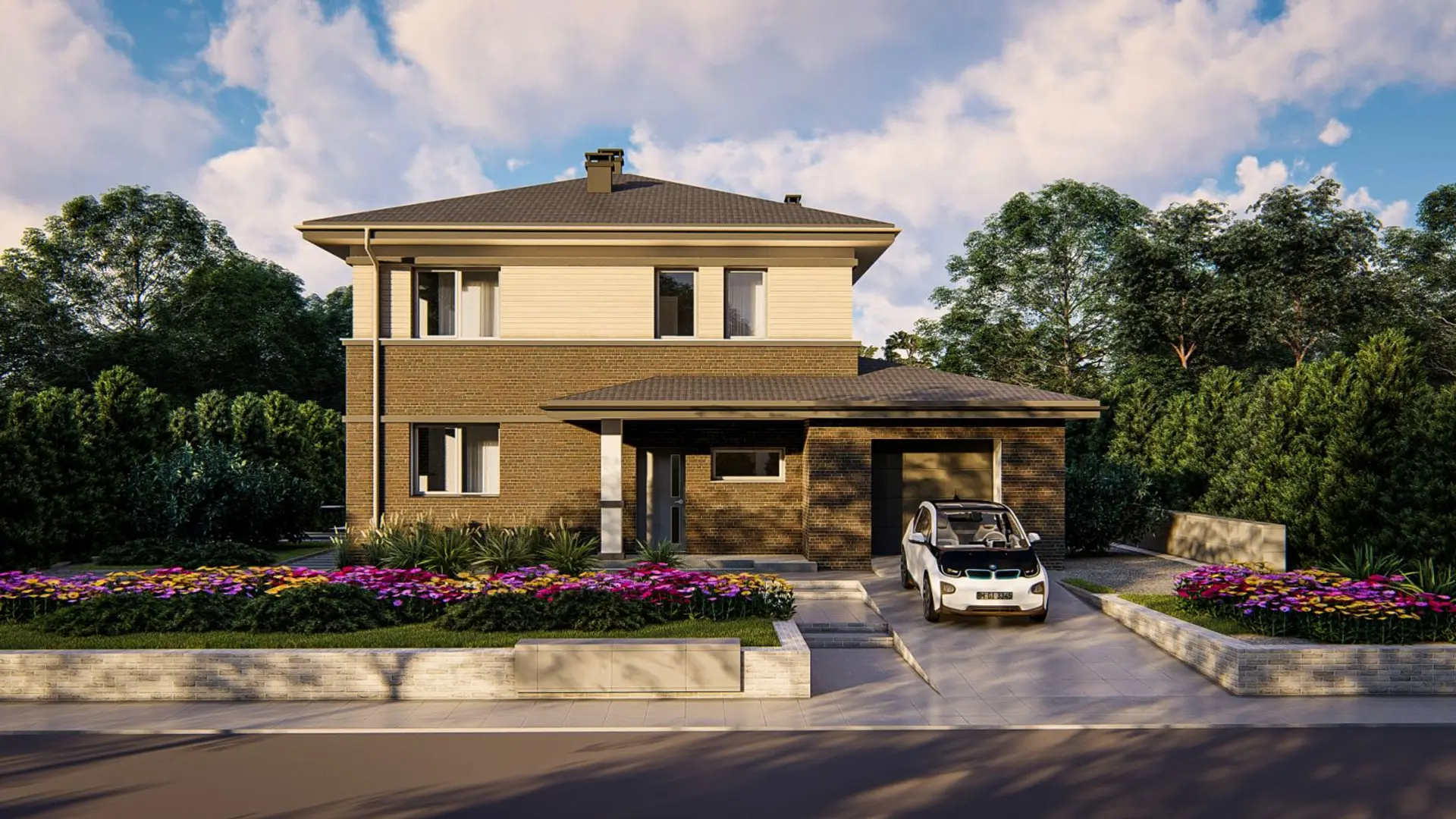 Two-Story House with a Clinker Brick Façade