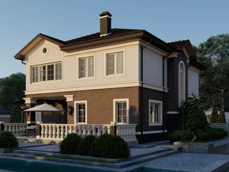 Elegant Two-Story Brick-Finished Home