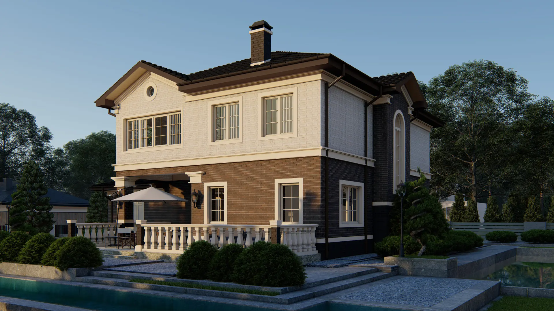 Elegant Two-Story Brick-Finished Home